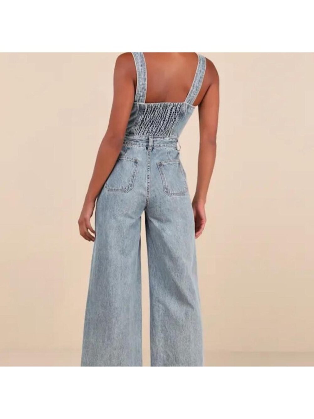 Light blue denim overalls with adjustable straps and pockets - Picture 2 of 6